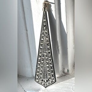 Rare French Black Rhinestone 💎 Art Deco Vintage Lucite Plastic Pendant